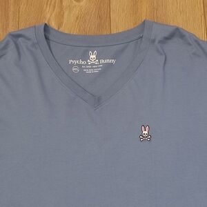 Psycho Bunny Men's Size 4X Blue Embroidered Logo V-Neck  T-Shirt NWOT